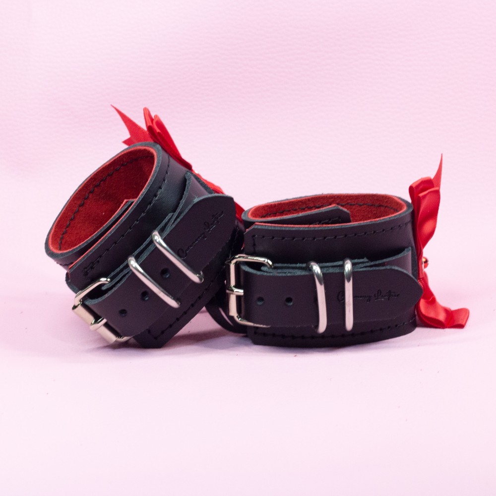 Leather Cuffs with Red bows and Star charm