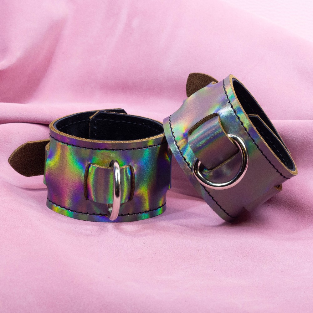 Leather Wrist Cuffs - Dark Holo