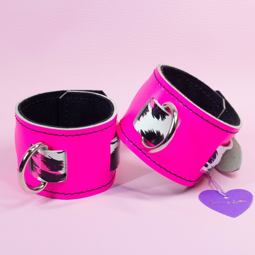 Neon Pink UV glow Cyber wrist Cuffs