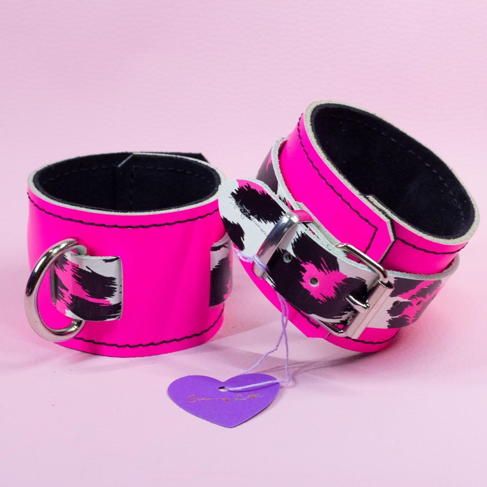 Neon Pink UV glow Cyber wrist Cuffs