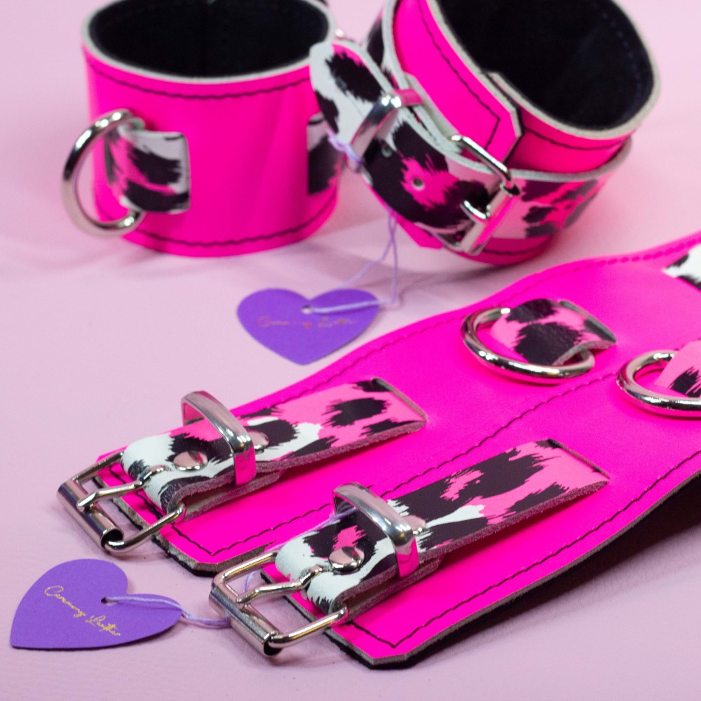 Neon Pink UV glow Cyber wrist Cuffs