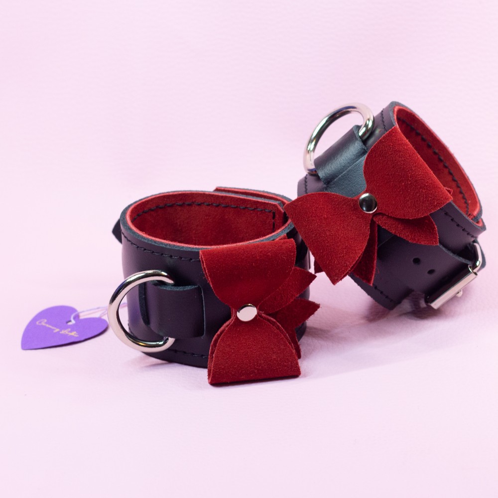 Wrist Cuffs with Red Suede Bows