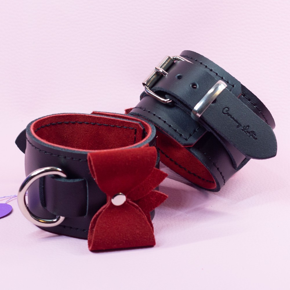 Wrist Cuffs with Red Suede Bows