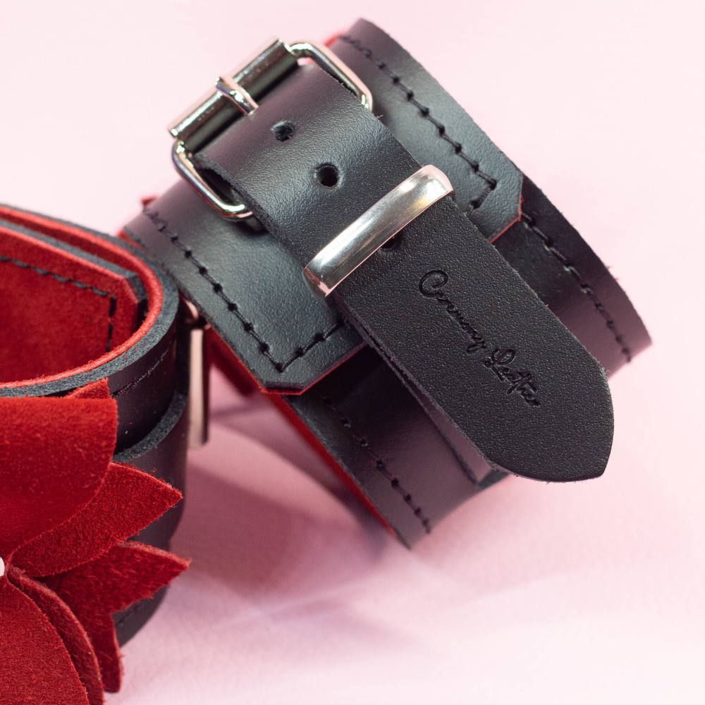 Wrist Cuffs with Red Suede Bows