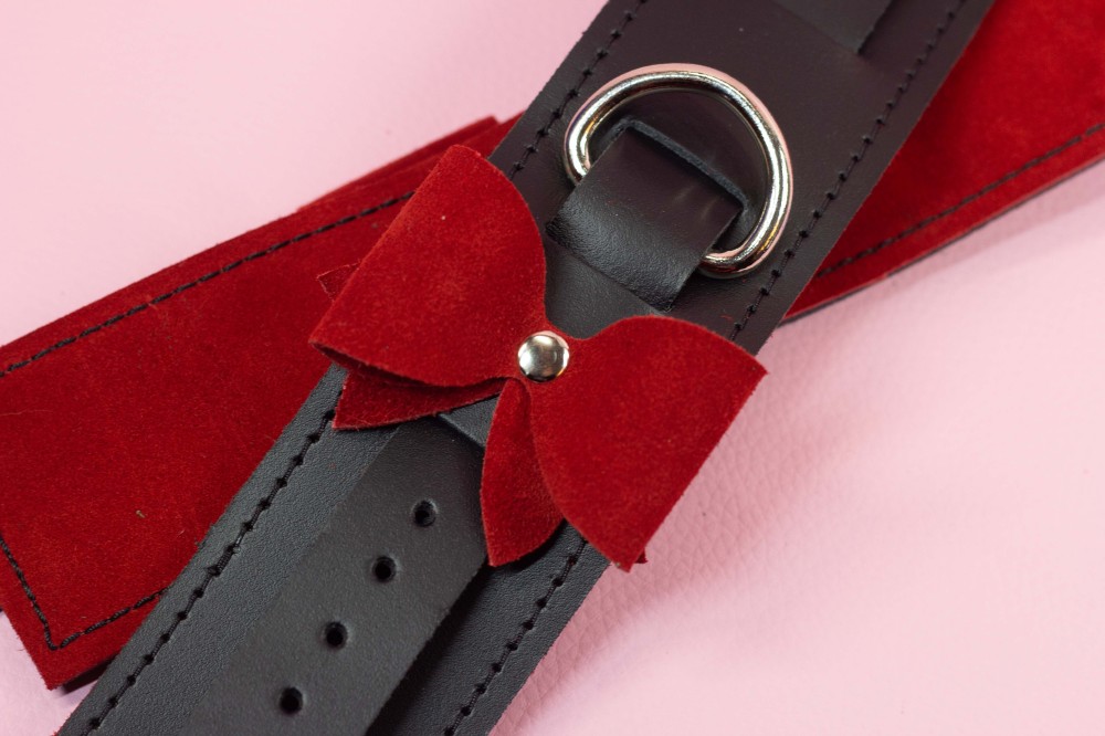 Wrist Cuffs with Red Suede Bows