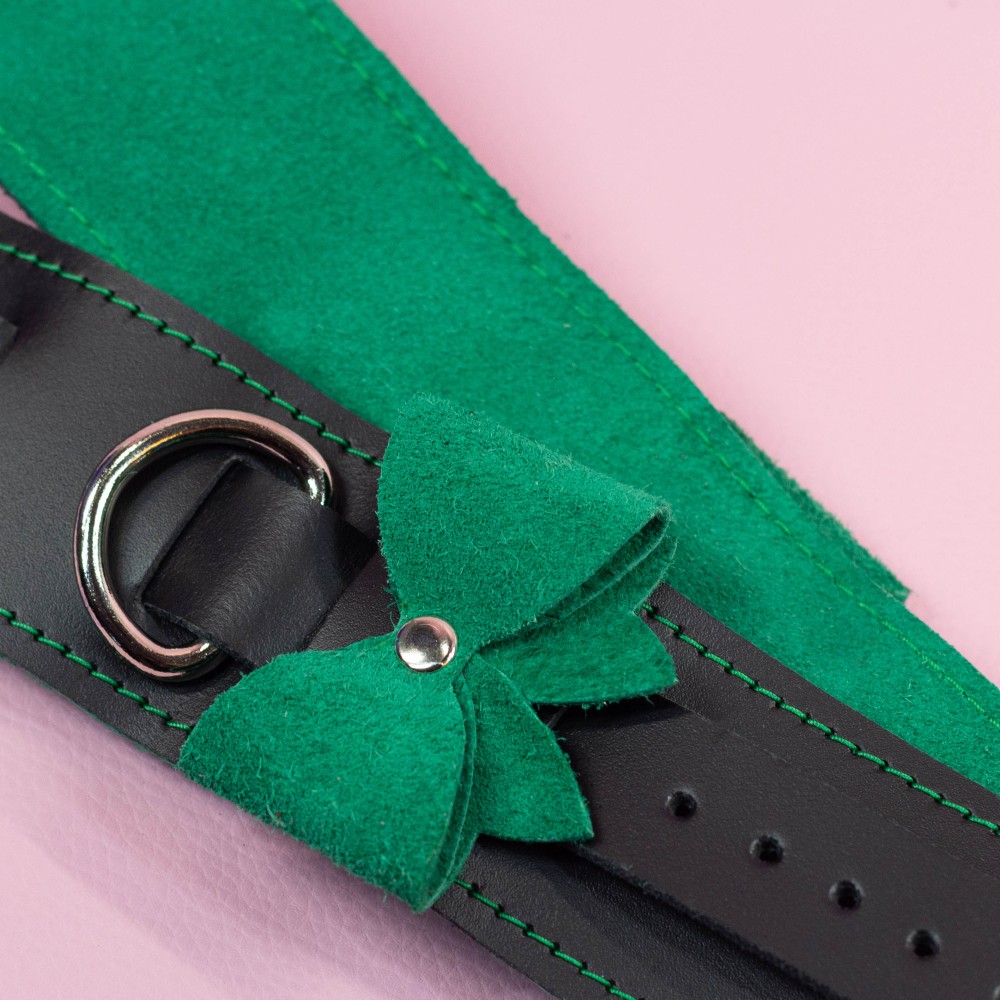 Wrist Cuffs with Emerald Suede Bows