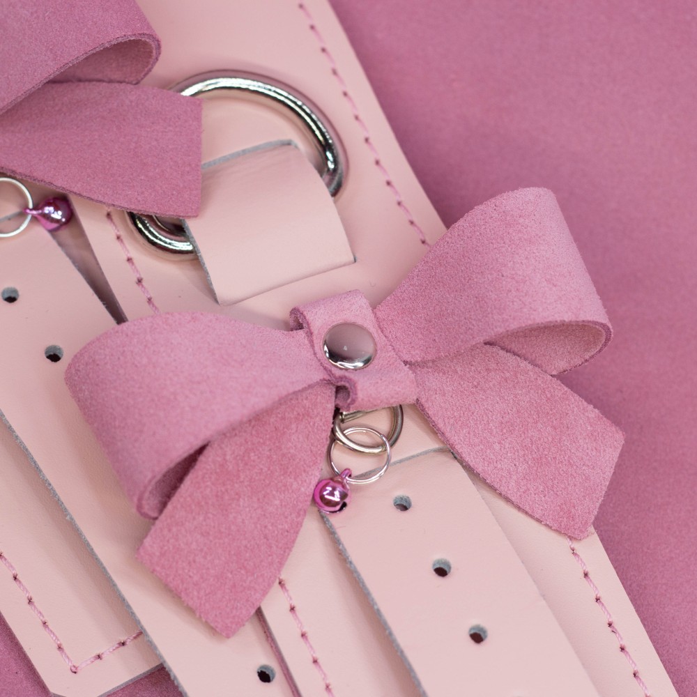 Nude Pink Cuffs with Baby Pink Suede Bows