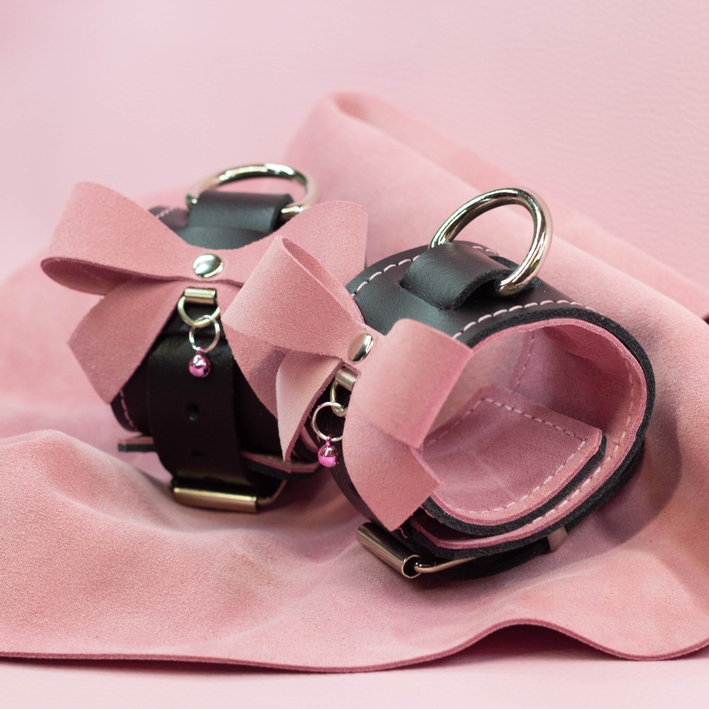 Leather Wrist Cuffs with Suede Bows