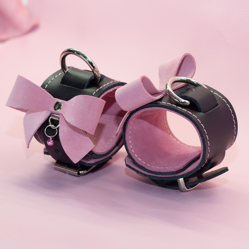 Leather Wrist Cuffs with Suede Bows