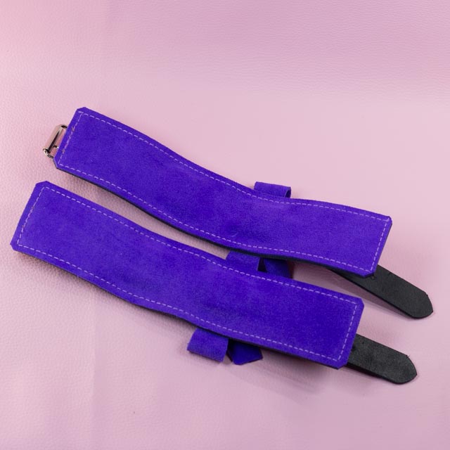 Leather Wrist Cuffs with Violet Suede Bows